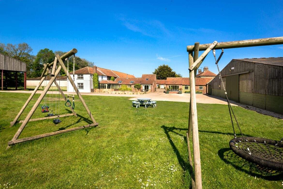 Cottages from playground Field House Cottages at Field House from the playground