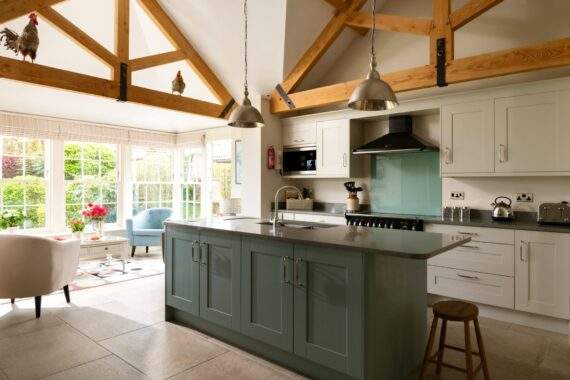 Garden Cottage kitchen island towards sun room Garden Cottage kitchen island towards sun room
