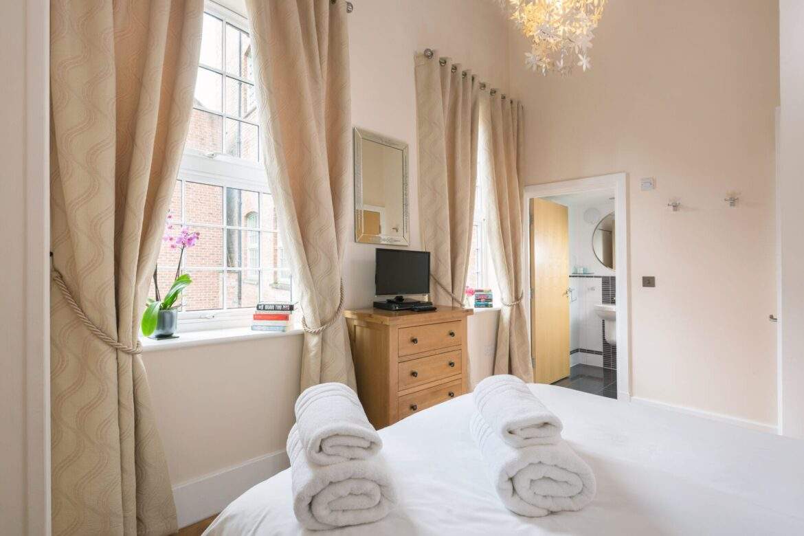 York Brew House master bedroom towards windows York Brew House master bedroom towards windows